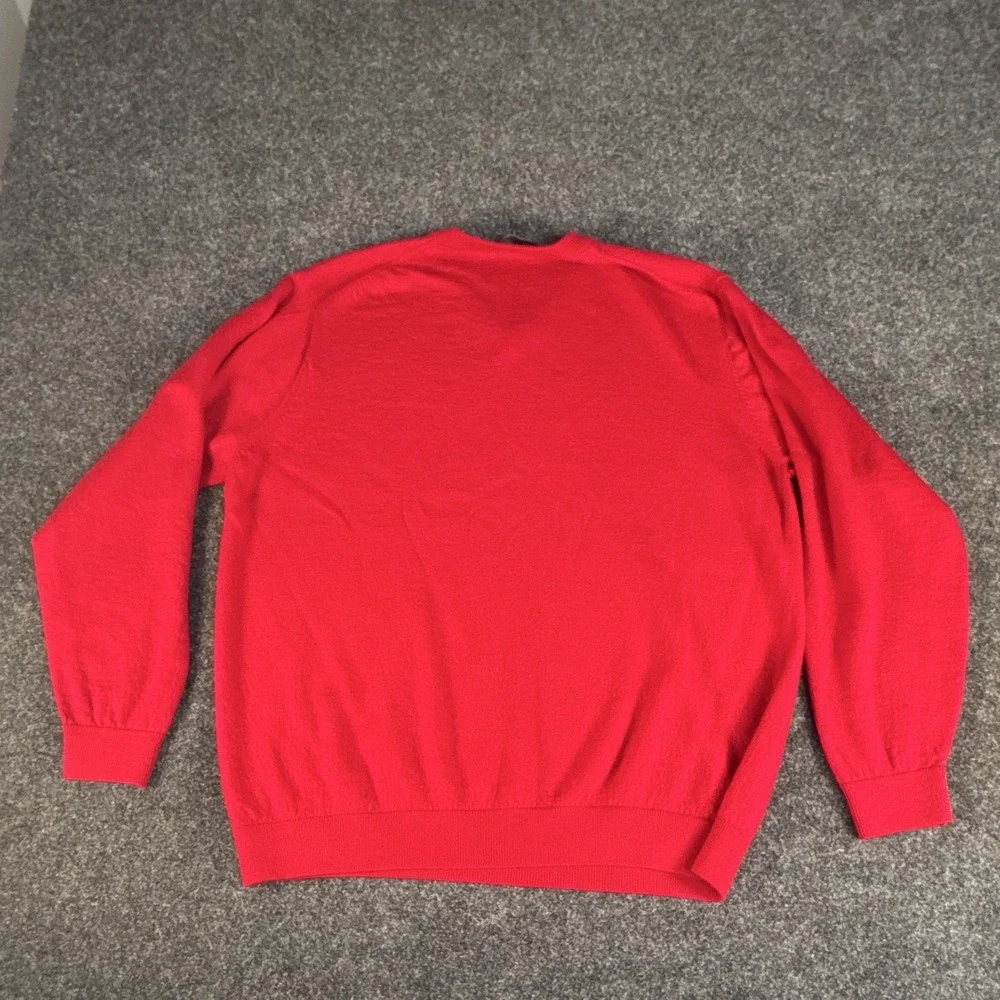 Hart Schaffner Marx Men's Merino Wool Knit V-Neck Pullover Sweater Red 2XLT